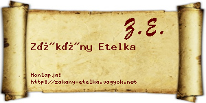 Zákány Etelka névjegykártya